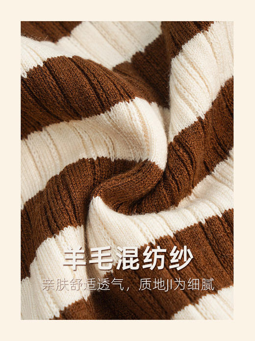 OLrain欧芮儿法式条纹针织开衫女早秋2022新款慵懒风撞色圆领上衣 商品图2