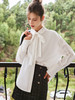 OLrain法式白色长袖衬衫女早秋2022年新款简约百搭设计感绑带衬衣 商品缩略图3
