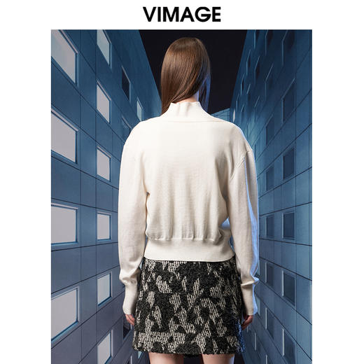 VIMAGE纬漫纪秋季新款时尚高领简约纯色两件套针织衫上衣V1801414 商品图11