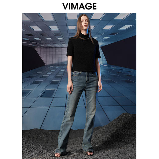 VIMAGE纬漫纪秋季新款半高领纯色舒适套头小上衣V1813418 商品图1