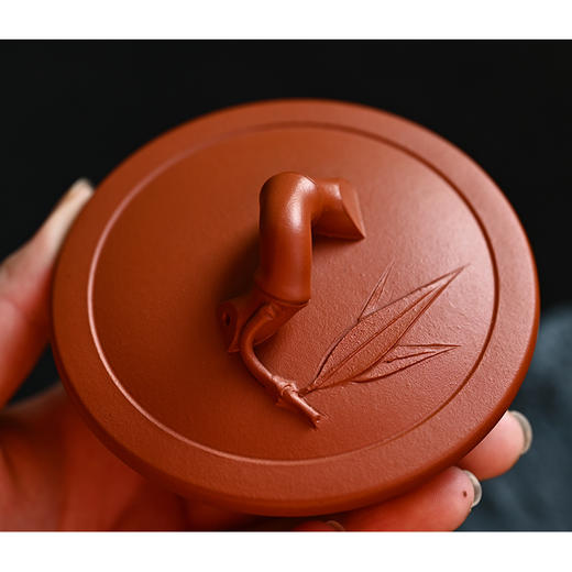 梵匠 『秀竹』名家纯手工 功夫茶泡茶杯男女通用办公大容量盖杯 宜兴原矿朱泥紫砂杯 380cc 商品图5