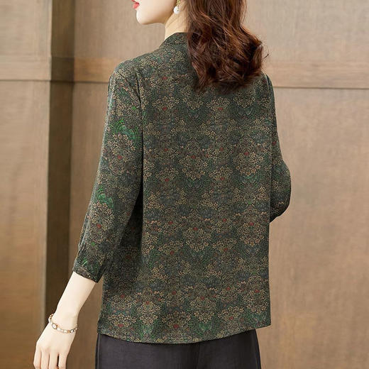 重磅真丝香云纱上衣女2022新款高端气质阔太太桑蚕丝碎花衬衫dp5547 商品图5