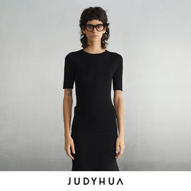 JUDYHUA 背拼接绳设计针织短袖上衣