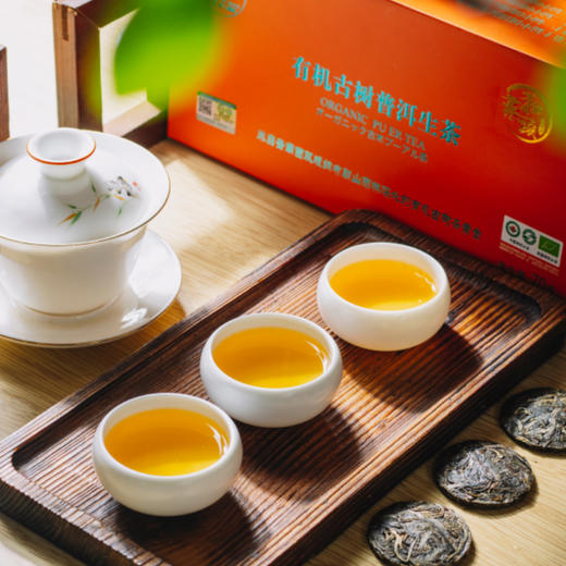 任购三盒有机古树茶 即赠同款礼盒袋*1+礼盒装鎏银斗笠杯*1 商品图2