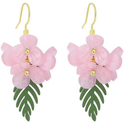 ZEGL粉色花朵耳环女小众设计感高级耳钉2022年新款潮夏季气质耳饰 商品图3