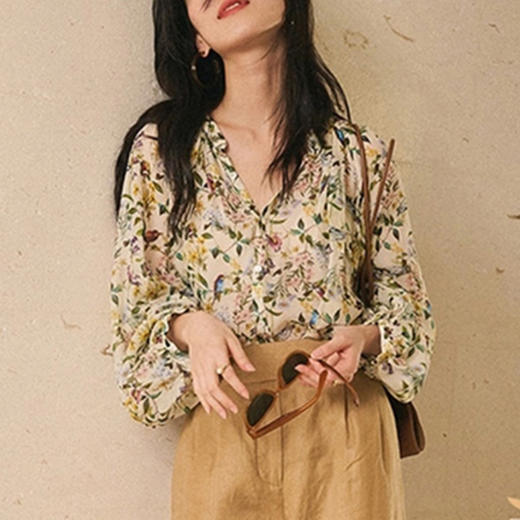 裁缝学苑AQ95春夏新款法式V领长袖衬衫上衣纸样女装小衫碎花打板 商品图3