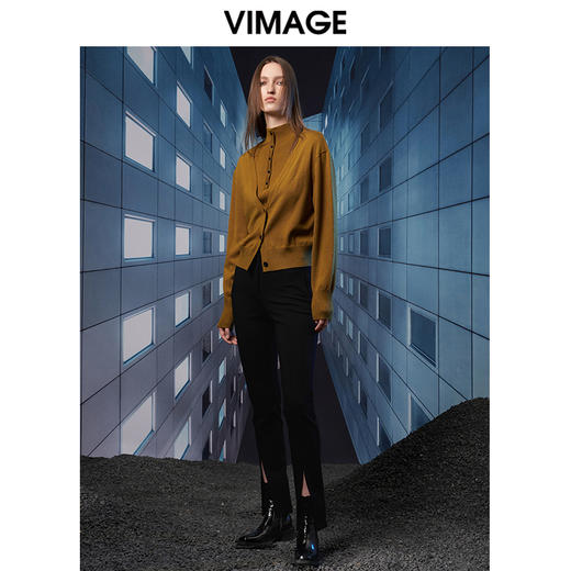 VIMAGE纬漫纪秋季新款时尚高领简约纯色两件套针织衫上衣V1801414 商品图2