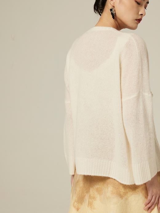 疗愈羊绒|手工绣花V领女开衫 SJF94W210K 商品图4