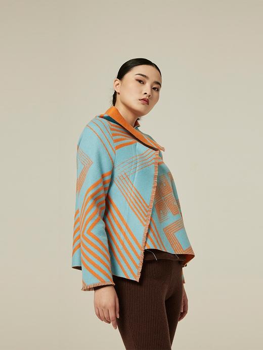 斜拉链提花面料羊绒外套 SJF94W229K 商品图1