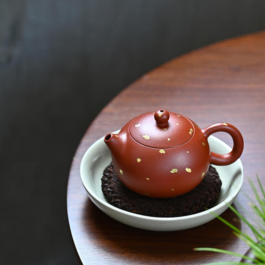 中秋有礼！朱泥大红袍洒金系列 『西施』宜兴原矿紫砂壶 收藏紫砂艺术品 160cc 商品图4
