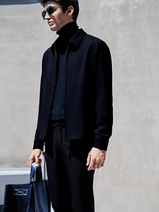 Stylbiella 羊毛马海毛藏蓝色干部公务夹克 商品图1