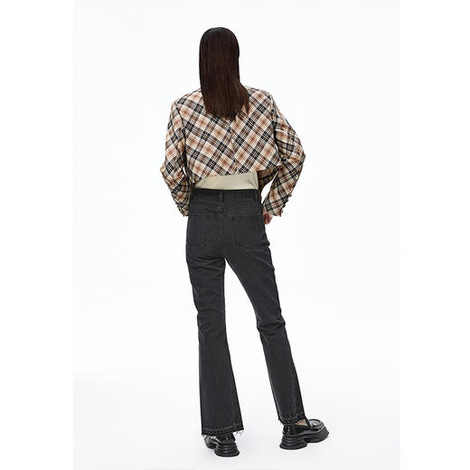 NEELLY纳俪商场同款复古格纹西装外套女秋季新款设计感短款上衣 商品图4