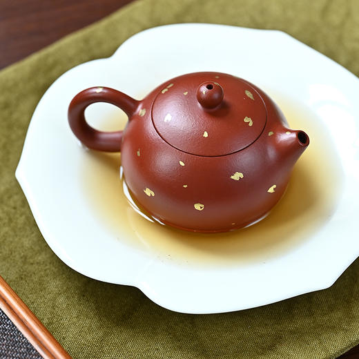 中秋有礼！朱泥大红袍洒金系列 『西施』宜兴原矿紫砂壶 收藏紫砂艺术品 160cc 商品图3