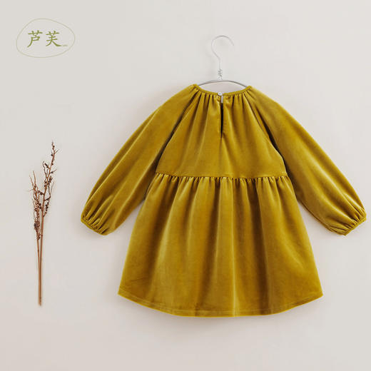 【马克珍妮 芦芙】秋装新款 女童阳光绒法式碎褶连衣裙221302 商品图2
