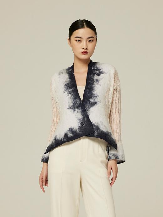 疗愈羊绒|针织手工毡羊绒女开衫 SJF94P211K 商品图3