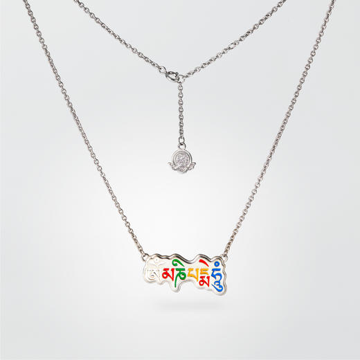 布达拉宫银填彩六字真言项链 商品图0