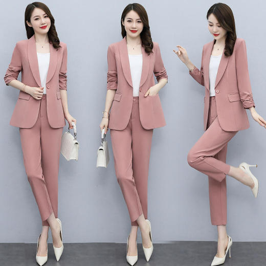 西装套装，秋季新款显瘦气质时尚职业洋气减龄休闲西服两件套HR-ZRX3079 商品图3