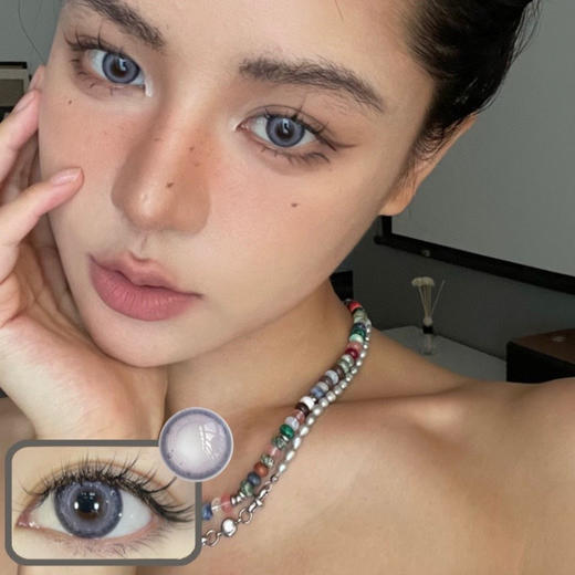 年抛美瞳 Cookieyo blue 枷锁 14.2 着色13.3  显色蓝紫 混血 商品图1