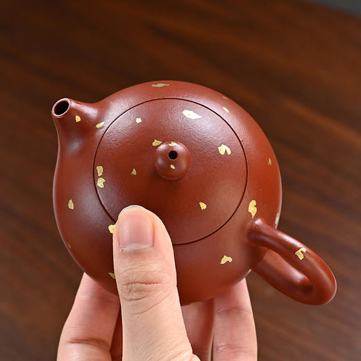 中秋有礼！朱泥大红袍洒金系列 『西施』宜兴原矿紫砂壶 收藏紫砂艺术品 160cc 商品图6