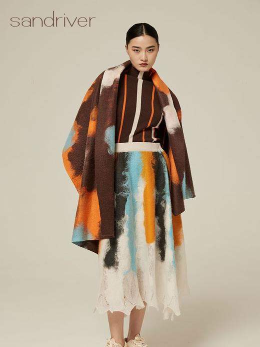 羊绒流苏手工毛毡撞色围巾  SJF94W206W 商品图0