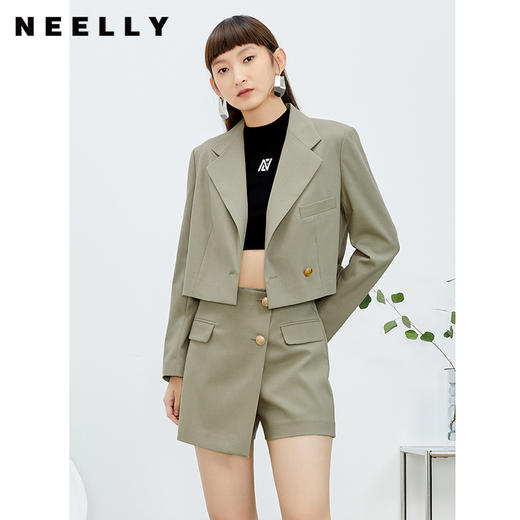 NEELLY纳俪商场同款一粒扣短款西装外套女2022春季新款时尚西服潮 商品图3