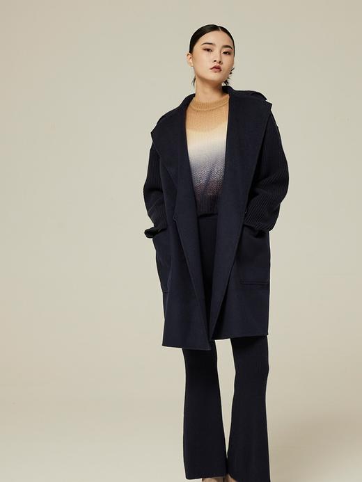 羊绒双面呢针织相拼大衣 SJF94W160K 商品图0
