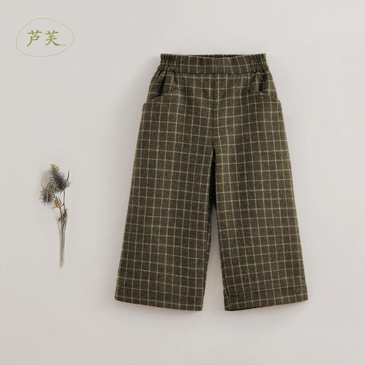 【马克珍妮 芦芙】秋装新款 女童羊毛呢子格纹阔腿裤221805 商品图0