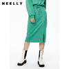 NEELLY纳俪商场同款2022秋季新款松紧腰半身裙女下摆开叉中长款裙N22091E01140 商品缩略图0