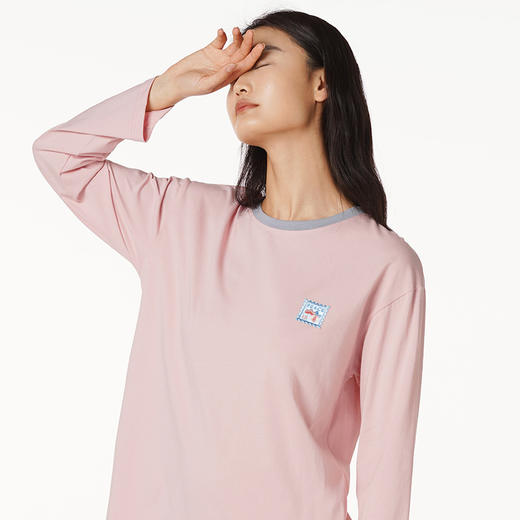 都市丽人好睡好眠女士特价棉质睡裙26支CVC单面薄家居服长袖裙睡衣LH26F2 商品图1