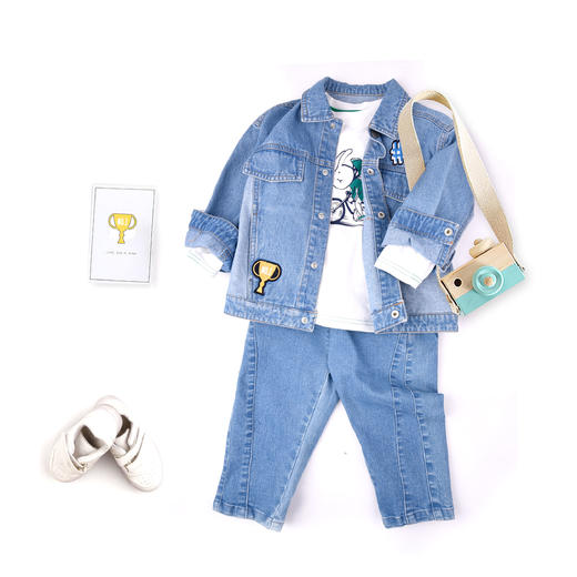 商场同款棉果果秋季新款男童经典牛仔外套简约时尚水洗牛仔M312100222510 商品图1