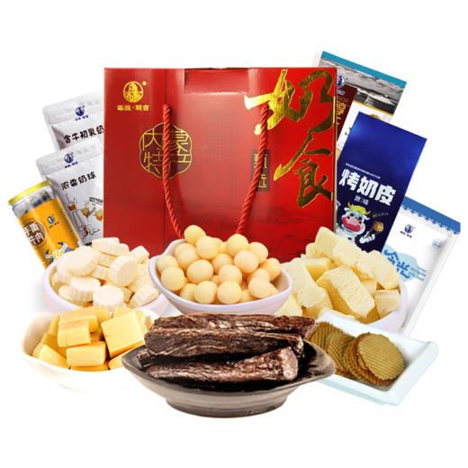 【塔拉额吉·内蒙特产礼盒装】内含6种内蒙特色：原味酪干80g+牛肉干200g+烤奶皮54g+酸奶酪酥250g+浓香奶球138g+含牛初乳奶贝138g 商品图1