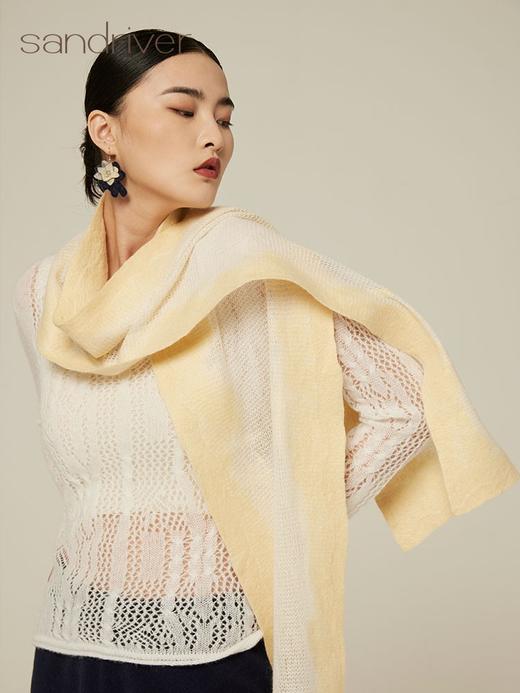 疗愈羊绒|针织羊绒桑蚕丝手工毛毡围巾 SJF94P297K 商品图1