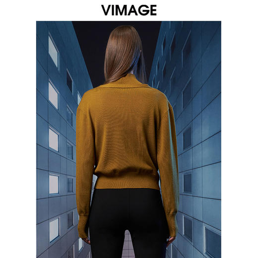 VIMAGE纬漫纪秋季新款时尚高领简约纯色两件套针织衫上衣V1801414 商品图6