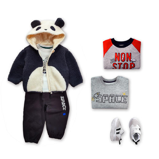 商场同款棉果果秋季新款小熊猫男女童可爱萌萌哒连帽大颗粒羊羔绒外套M312100422494 商品图3