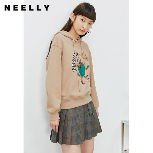 NEELLY纳俪百褶裙女春季新款小个子高腰格子半身裙A字短裙时尚N22011E01017 商品图1
