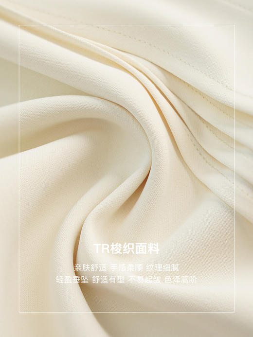 OLrain法式米白色衬衫女早秋2022年新款优雅珍珠盘扣双层领衬衣 商品图2