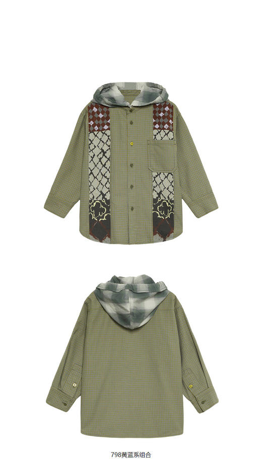 江南布衣童  棉质条纹连帽长袖衬衣   1M8211600 商品图8