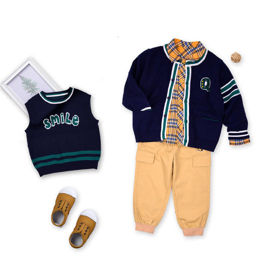 商场同款棉果果秋季新款男女童套头棉线背心全棉简约百搭舒适柔软M312170222535 商品图4