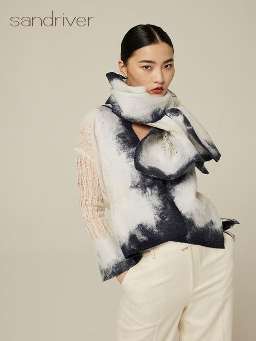 疗愈羊绒|针织羊绒桑蚕丝手工毛毡围巾 SJF94P297K 商品图2