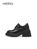 westory22年新款英伦风中性纯色系带厚底真皮小皮鞋显瘦增高72031 商品缩略图2