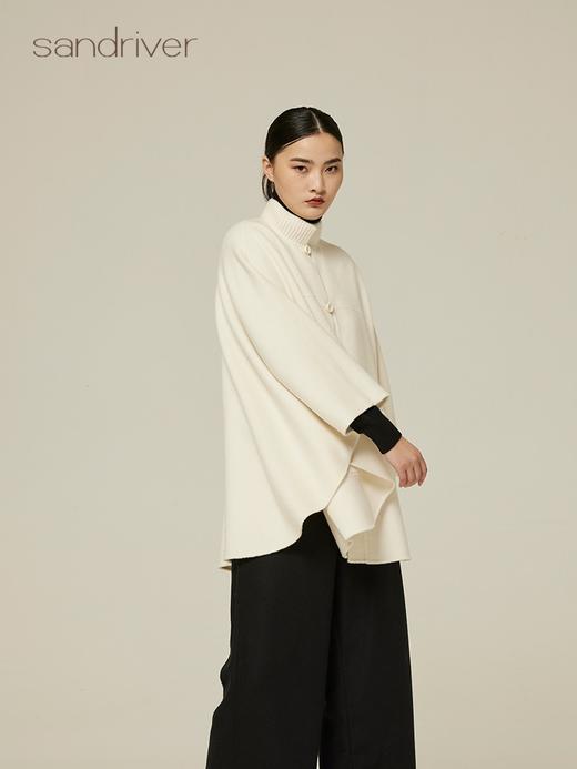 中式立领水波纹羊绒呢短款女大衣 SJF94W610N 商品图2