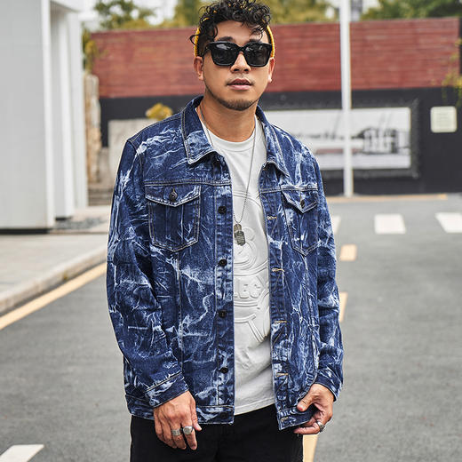 【服饰鞋包】大码男装宽松上衣牛仔夹克潮胖子个性韩版牛仔衫加肥加大休闲外套 商品图4