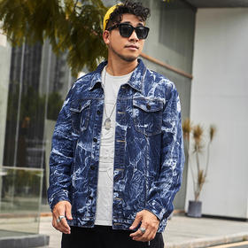 【服饰鞋包】大码男装宽松上衣牛仔夹克潮胖子个性韩版牛仔衫加肥加大休闲外套