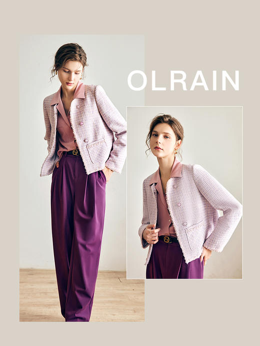 OLrain欧芮儿法式香芋紫短外套女早秋2022新款小香风温柔甜美上衣 商品图0