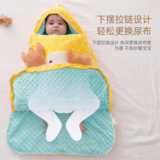 【亲肤豆豆多功能睡袋】婴儿睡袋襁褓睡袋抱被防惊跳加棉恒温睡袋豆豆冬季防踢圆弧睡袋 商品图1