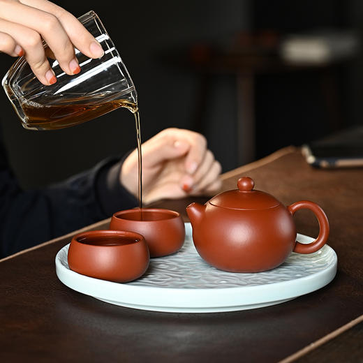 朱泥大红袍 西施紫砂套壶 宜兴紫砂壶 蒋兰娟手工制茶具茶壶 容量180cc 商品图1