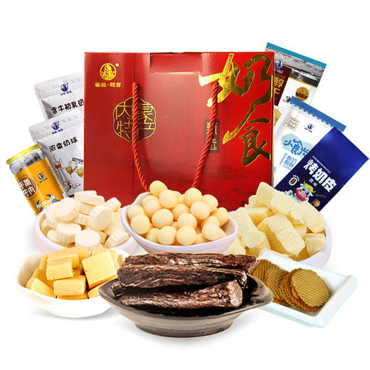 【塔拉额吉·内蒙特产礼盒装】内含6种内蒙特色：原味酪干80g+牛肉干200g+烤奶皮54g+酸奶酪酥250g+浓香奶球138g+含牛初乳奶贝138g 商品图2