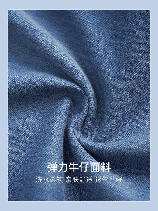 OLrain法式蓝色牛仔衬衫女早秋2022年新款复古宽松气质翻领衬衣 商品图2