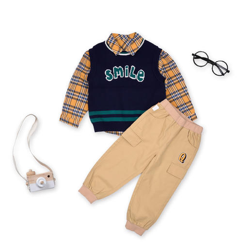 商场同款棉果果秋季新款男女童套头棉线背心全棉简约百搭舒适柔软M312170222535 商品图3