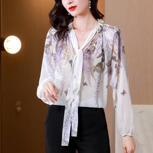 新款气质，美好印花雪纺衫立体飘带轻盈宽松衬衫KQL-8213 商品图4